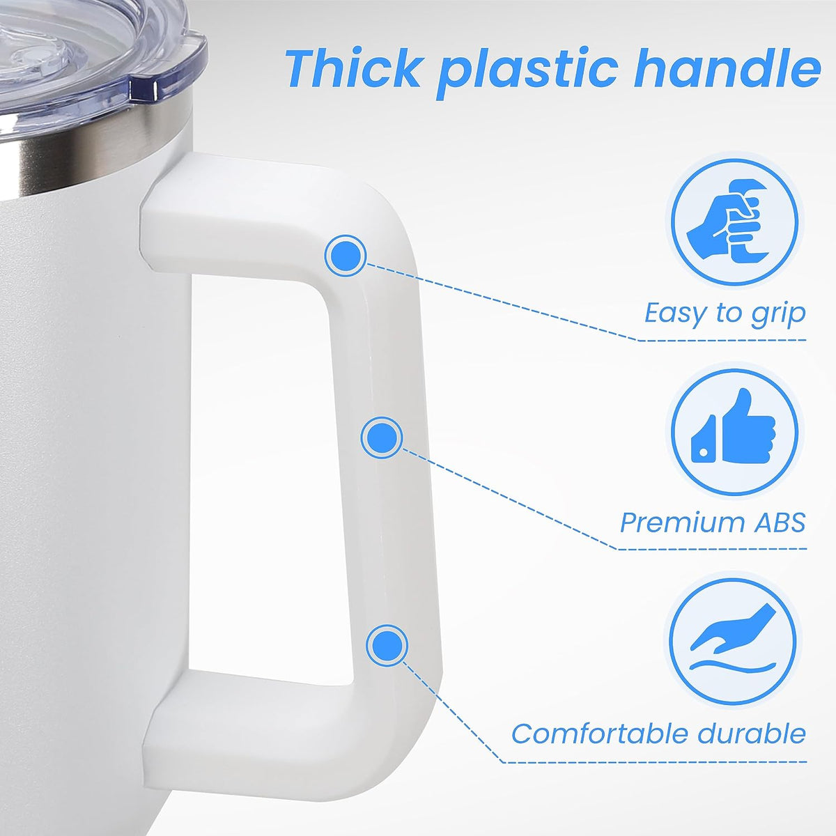 DOMICARE 40 oz Tumbler with Handle and Straw, Stainless Steel Tumbler with Lid and Straw, Reusable Vacuum Insulated Cup, Travel Coffee Mug, Blue