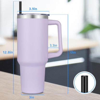 DOMICARE 40 oz Tumbler with Handle and Straw, Stainless Steel Tumbler with Lid and Straw, Reusable Vacuum Insulated Cup, Travel Coffee Mug, Blue