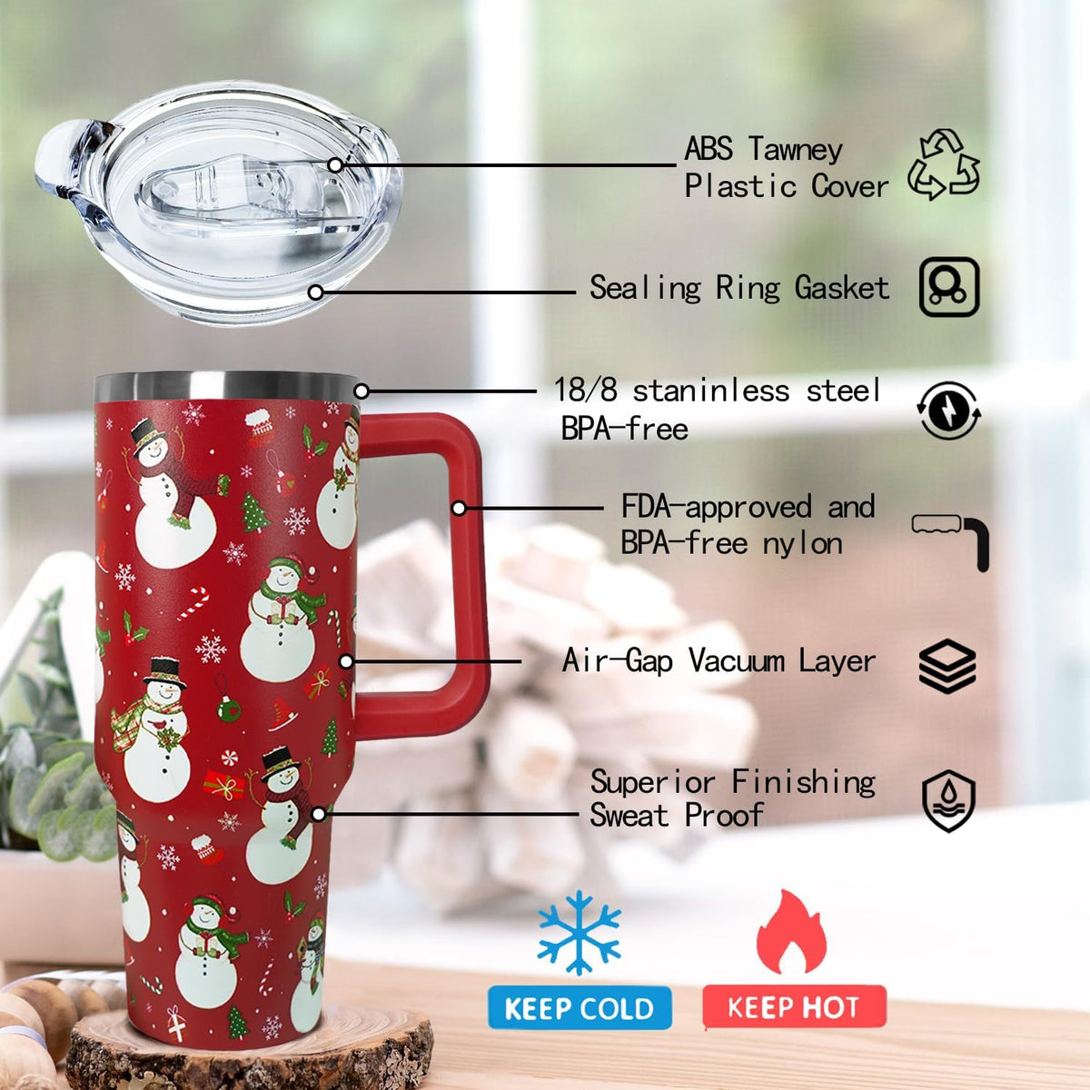 Ceovfoi 40 oz Pickleball Coffee Mug Vacuum Insulated Travel Tumbler with Handle, Lid & Straw - Perfect Pickleball Gifts for Players, Coaches, Lovers | Pickleball Accessories - Colors B