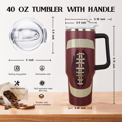 Ceovfoi 40 oz Pickleball Coffee Mug Vacuum Insulated Travel Tumbler with Handle, Lid & Straw - Perfect Pickleball Gifts for Players, Coaches, Lovers | Pickleball Accessories - Colors B