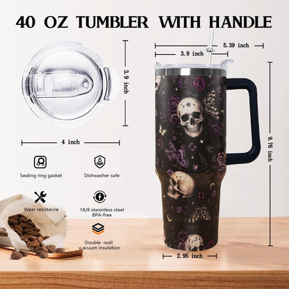 Ceovfoi 40 oz Pickleball Coffee Mug Vacuum Insulated Travel Tumbler with Handle, Lid & Straw - Perfect Pickleball Gifts for Players, Coaches, Lovers | Pickleball Accessories - Colors B