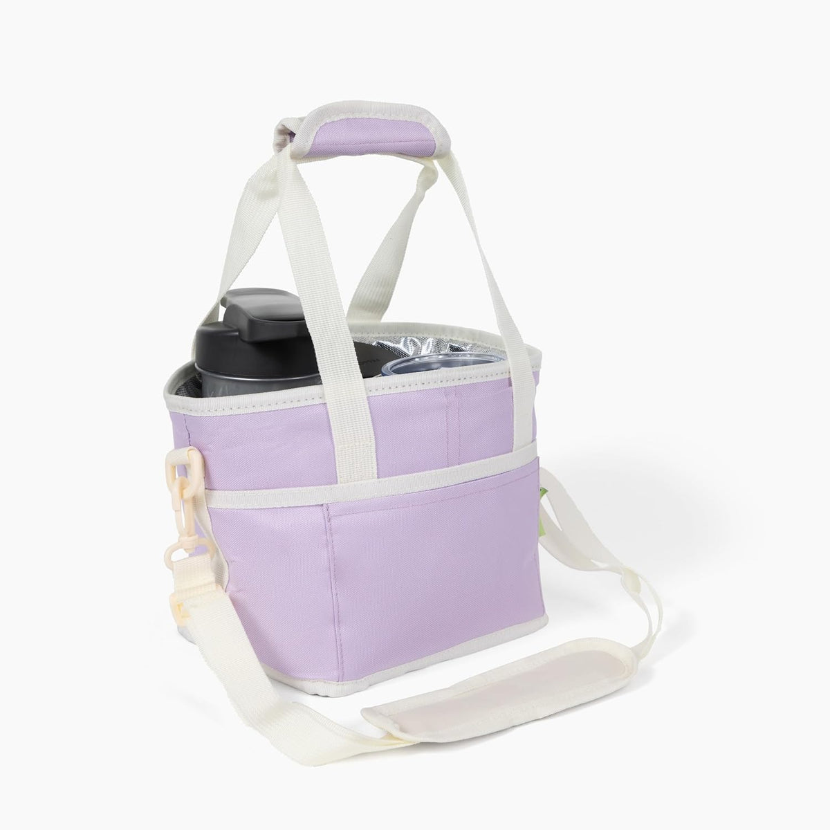 4 Water Bottle Holder with Strap | Family Size 4 Compartment Drink Bag, Multiple Tumbler Carrier Caddy | Adjustable Fits Large & Small Drinks | Hands Free, Won't Tip Over in Car