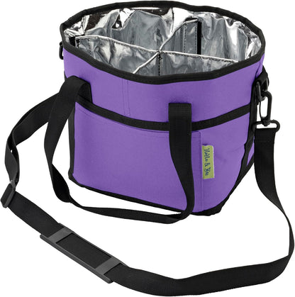 4 Water Bottle Holder with Strap | Family Size 4 Compartment Drink Bag, Multiple Tumbler Carrier Caddy | Adjustable Fits Large & Small Drinks | Hands Free, Won't Tip Over in Car