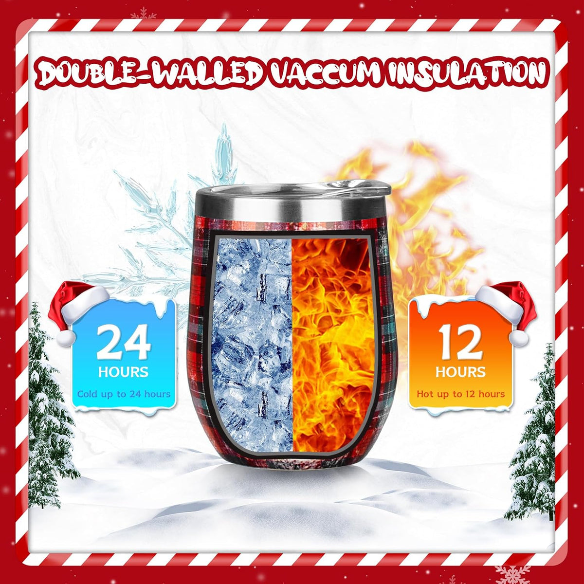 12oz/ Wine Tumbler Glasses with Lid Stemless Double Wall Vacuum Stainless Steel Travel Tumbler Keeping Cold & Hot for Wine,Coffee,Cocktails,Drinks-Family and Gifts (Multi color-dark)