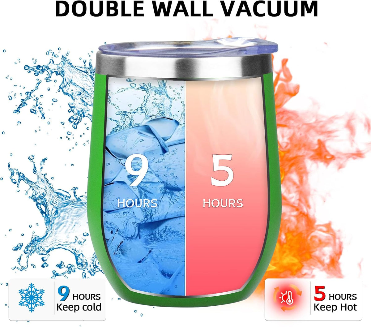 12oz/ Wine Tumbler Glasses with Lid Stemless Double Wall Vacuum Stainless Steel Travel Tumbler Keeping Cold & Hot for Wine,Coffee,Cocktails,Drinks-Family and Gifts (Multi color-dark)