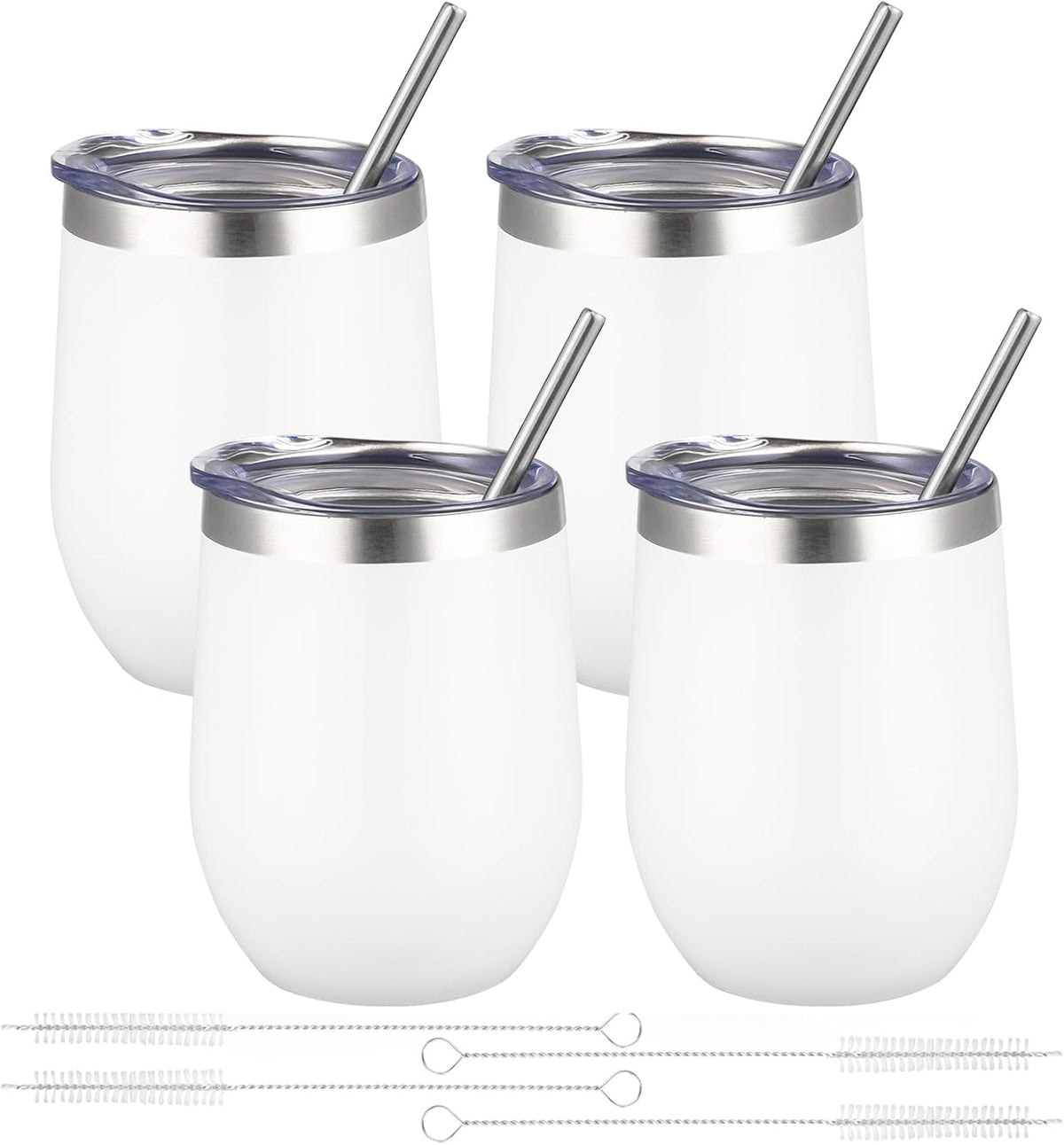 12oz/ Wine Tumbler Glasses with Lid Stemless Double Wall Vacuum Stainless Steel Travel Tumbler Keeping Cold & Hot for Wine,Coffee,Cocktails,Drinks-Family and Gifts (Multi color-dark)