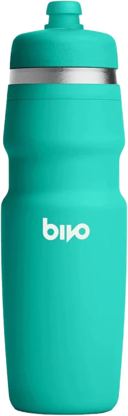 Bivo Duo 25oz Non Insulated Stainless Steel Bike Water Bottle - Lightweight for Cycling, Hiking, Sports - No Plastic Taste, Fits Most Cages, Dishwasher Safe - (Raw)