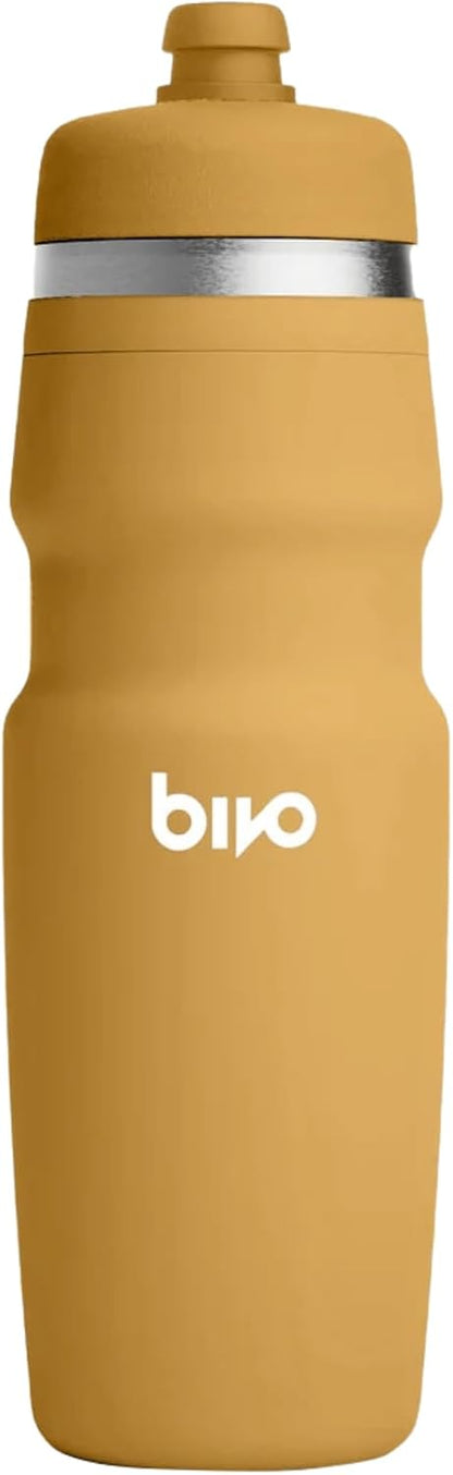 Bivo Duo 25oz Non Insulated Stainless Steel Bike Water Bottle - Lightweight for Cycling, Hiking, Sports - No Plastic Taste, Fits Most Cages, Dishwasher Safe - (Raw)