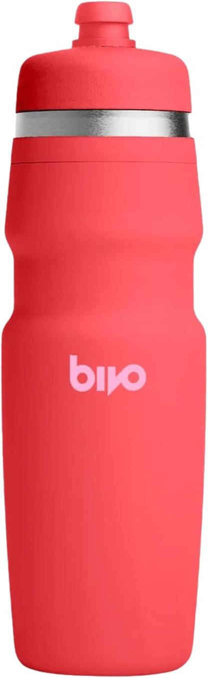 Bivo Duo 25oz Non Insulated Stainless Steel Bike Water Bottle - Lightweight for Cycling, Hiking, Sports - No Plastic Taste, Fits Most Cages, Dishwasher Safe - (Raw)