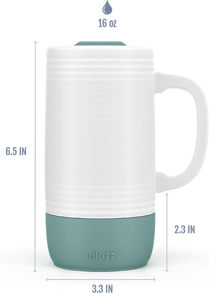 Jane 18oz Ceramic Travel Mug with Handle and Built-In Coaster, Sandbar