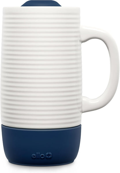 Jane 18oz Ceramic Travel Mug with Handle and Built-In Coaster, Sandbar