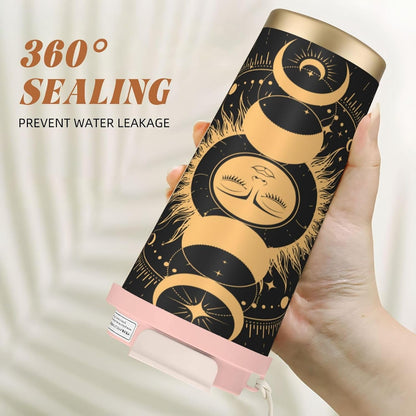 Insulated Coffee Mug,Sun & Moon With Stars Celestial Arts Double Wall Vacuum Cup With Straw & Leak Proof Lidd,Stainless Steel Tumbler Cup For Travel Party Office Camping Houses