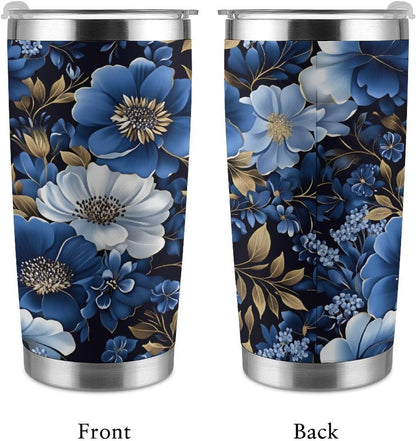 Butterflies Bees Pink Purple White Flowers 20 Oz Insulated Tumbler with Lid And Straw, Double Silver Rim Stainless Steel Travel Coffee Mug, Vacuum Leakproof Cup for Car, Office & Camping