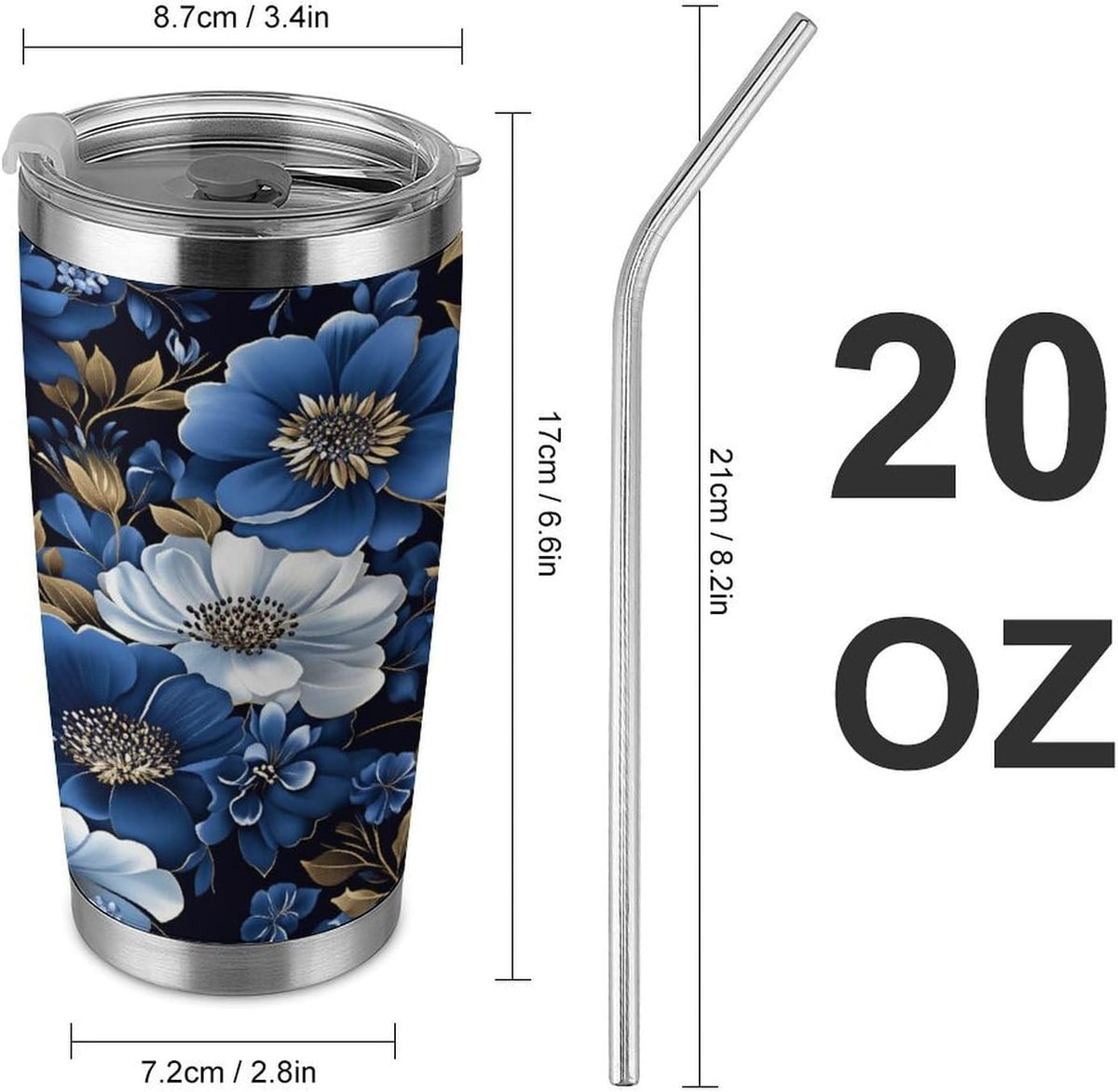 Butterflies Bees Pink Purple White Flowers 20 Oz Insulated Tumbler with Lid And Straw, Double Silver Rim Stainless Steel Travel Coffee Mug, Vacuum Leakproof Cup for Car, Office & Camping