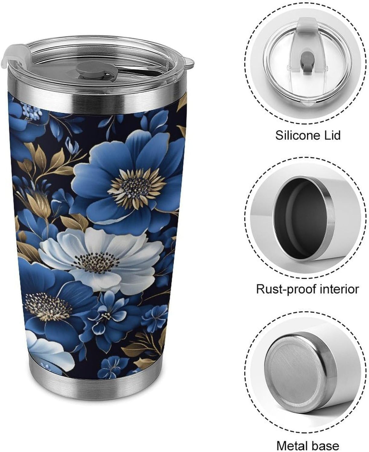 Butterflies Bees Pink Purple White Flowers 20 Oz Insulated Tumbler with Lid And Straw, Double Silver Rim Stainless Steel Travel Coffee Mug, Vacuum Leakproof Cup for Car, Office & Camping