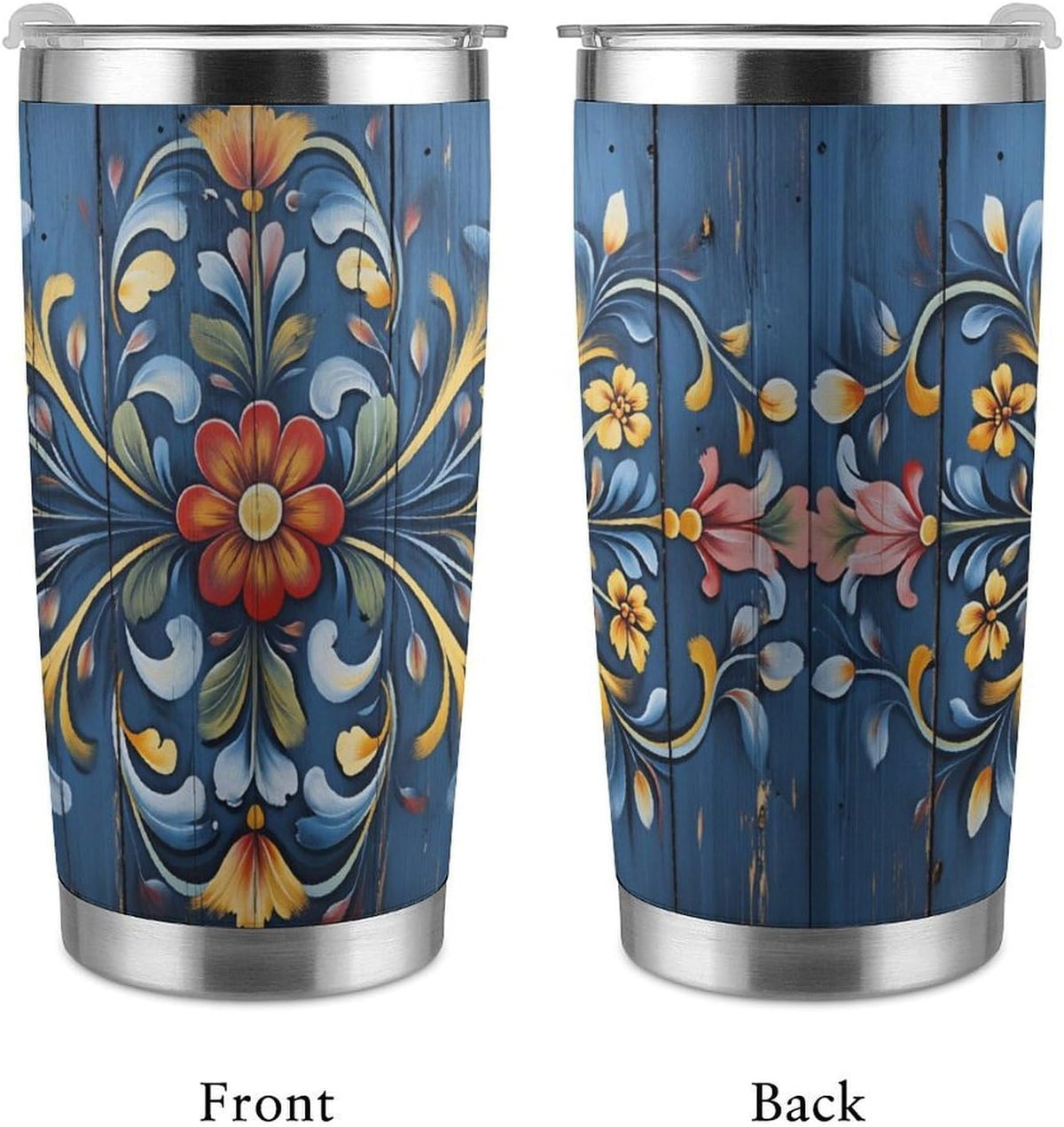 Butterflies Bees Pink Purple White Flowers 20 Oz Insulated Tumbler with Lid And Straw, Double Silver Rim Stainless Steel Travel Coffee Mug, Vacuum Leakproof Cup for Car, Office & Camping
