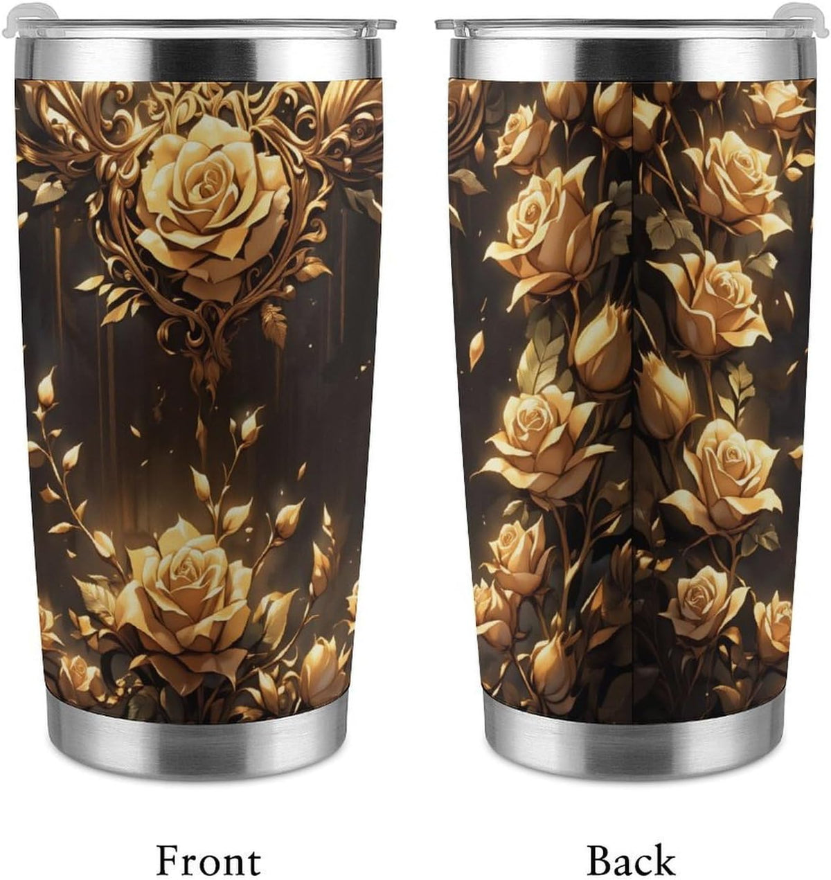 Butterflies Bees Pink Purple White Flowers 20 Oz Insulated Tumbler with Lid And Straw, Double Silver Rim Stainless Steel Travel Coffee Mug, Vacuum Leakproof Cup for Car, Office & Camping