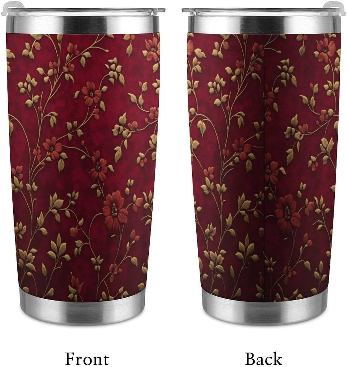 Butterflies Bees Pink Purple White Flowers 20 Oz Insulated Tumbler with Lid And Straw, Double Silver Rim Stainless Steel Travel Coffee Mug, Vacuum Leakproof Cup for Car, Office & Camping
