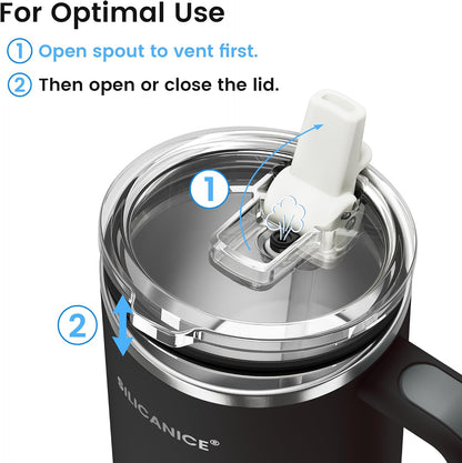 For Iced Coffee & Smoothies – Never Drink from a Moldy Lid Again: 20oz Hygienic Tumbler, 100% Leakproof Lid & Removable Foldable Spout. Reinforced Base, Fits Cup Holders - Cream