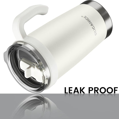 For Iced Coffee & Smoothies – Never Drink from a Moldy Lid Again: 20oz Hygienic Tumbler, 100% Leakproof Lid & Removable Foldable Spout. Reinforced Base, Fits Cup Holders - Cream