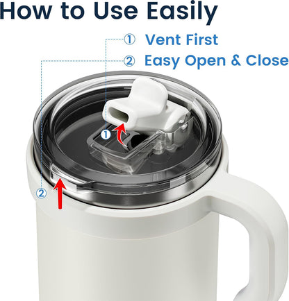 For Iced Coffee & Smoothies – Never Drink from a Moldy Lid Again: 20oz Hygienic Tumbler, 100% Leakproof Lid & Removable Foldable Spout. Reinforced Base, Fits Cup Holders - Cream
