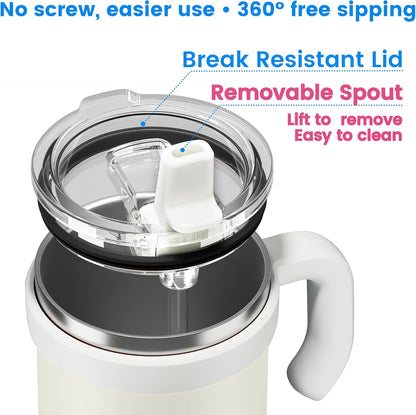 For Iced Coffee & Smoothies – Never Drink from a Moldy Lid Again: 20oz Hygienic Tumbler, 100% Leakproof Lid & Removable Foldable Spout. Reinforced Base, Fits Cup Holders - Cream