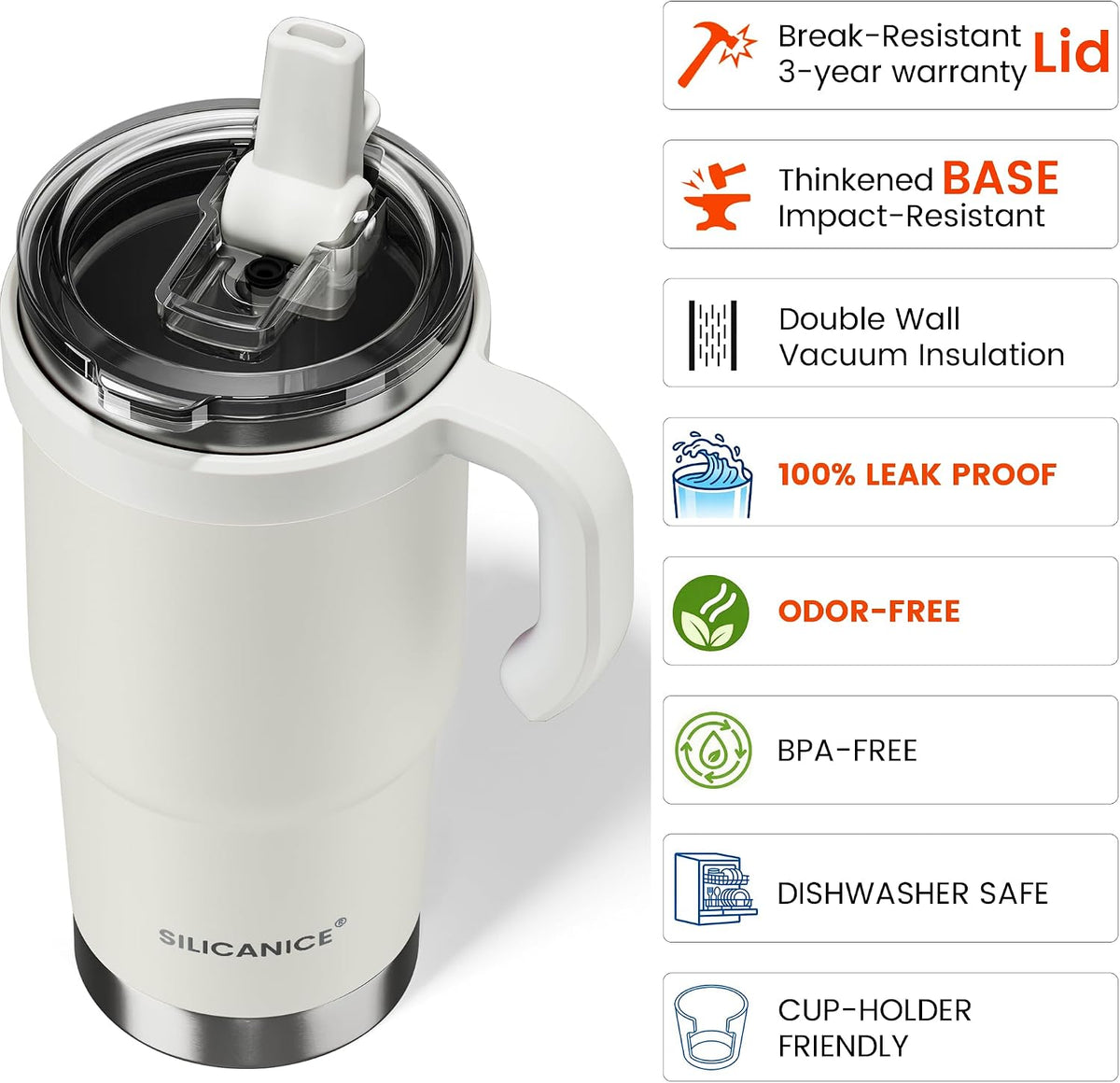 For Iced Coffee & Smoothies – Never Drink from a Moldy Lid Again: 20oz Hygienic Tumbler, 100% Leakproof Lid & Removable Foldable Spout. Reinforced Base, Fits Cup Holders - Cream