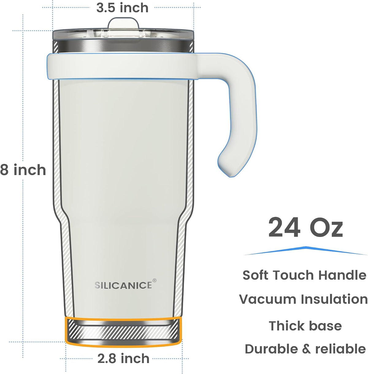 For Iced Coffee & Smoothies – Never Drink from a Moldy Lid Again: 20oz Hygienic Tumbler, 100% Leakproof Lid & Removable Foldable Spout. Reinforced Base, Fits Cup Holders - Cream