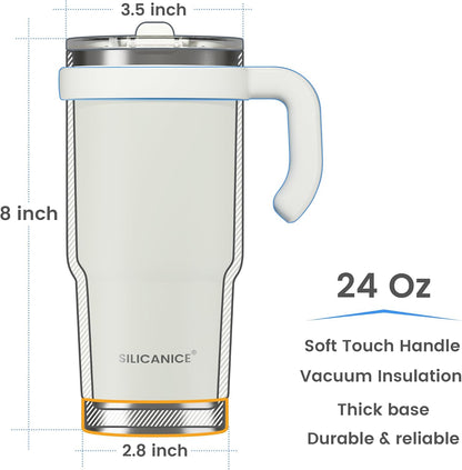 For Iced Coffee & Smoothies – Never Drink from a Moldy Lid Again: 20oz Hygienic Tumbler, 100% Leakproof Lid & Removable Foldable Spout. Reinforced Base, Fits Cup Holders - Cream