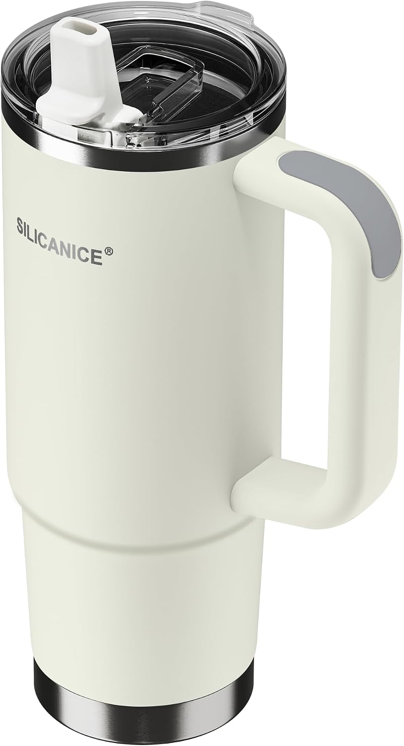 For Iced Coffee & Smoothies – Never Drink from a Moldy Lid Again: 20oz Hygienic Tumbler, 100% Leakproof Lid & Removable Foldable Spout. Reinforced Base, Fits Cup Holders - Cream