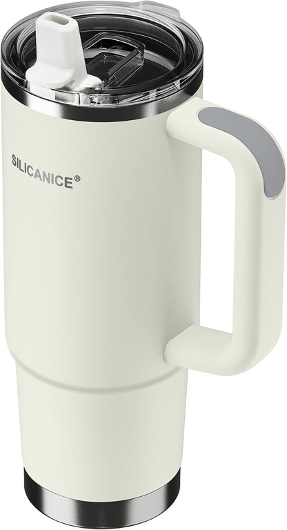For Iced Coffee & Smoothies – Never Drink from a Moldy Lid Again: 20oz Hygienic Tumbler, 100% Leakproof Lid & Removable Foldable Spout. Reinforced Base, Fits Cup Holders - Cream