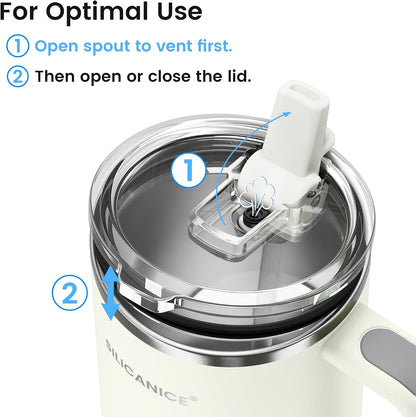 For Iced Coffee & Smoothies – Never Drink from a Moldy Lid Again: 20oz Hygienic Tumbler, 100% Leakproof Lid & Removable Foldable Spout. Reinforced Base, Fits Cup Holders - Cream