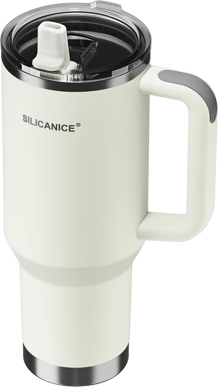 For Iced Coffee & Smoothies – Never Drink from a Moldy Lid Again: 20oz Hygienic Tumbler, 100% Leakproof Lid & Removable Foldable Spout. Reinforced Base, Fits Cup Holders - Cream
