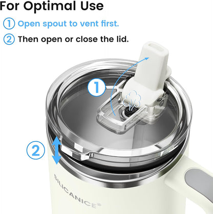 For Iced Coffee & Smoothies – Never Drink from a Moldy Lid Again: 20oz Hygienic Tumbler, 100% Leakproof Lid & Removable Foldable Spout. Reinforced Base, Fits Cup Holders - Cream