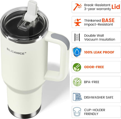 For Iced Coffee & Smoothies – Never Drink from a Moldy Lid Again: 20oz Hygienic Tumbler, 100% Leakproof Lid & Removable Foldable Spout. Reinforced Base, Fits Cup Holders - Cream