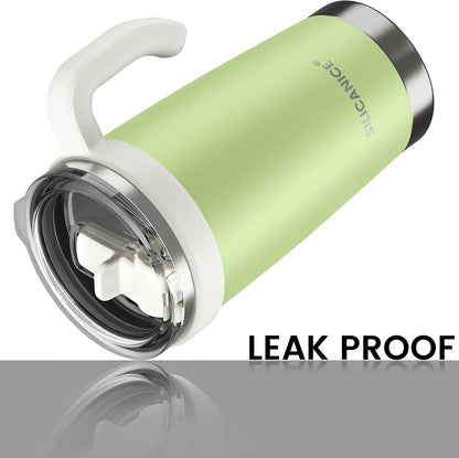 For Iced Coffee & Smoothies – Never Drink from a Moldy Lid Again: 20oz Hygienic Tumbler, 100% Leakproof Lid & Removable Foldable Spout. Reinforced Base, Fits Cup Holders - Cream