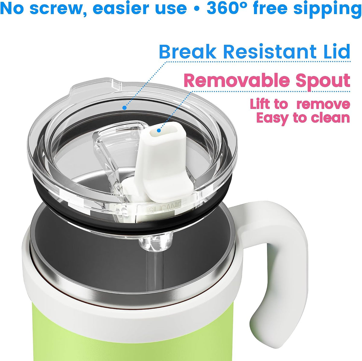 For Iced Coffee & Smoothies – Never Drink from a Moldy Lid Again: 20oz Hygienic Tumbler, 100% Leakproof Lid & Removable Foldable Spout. Reinforced Base, Fits Cup Holders - Cream