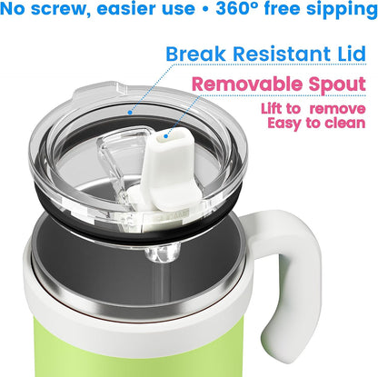 For Iced Coffee & Smoothies – Never Drink from a Moldy Lid Again: 20oz Hygienic Tumbler, 100% Leakproof Lid & Removable Foldable Spout. Reinforced Base, Fits Cup Holders - Cream