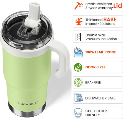 For Iced Coffee & Smoothies – Never Drink from a Moldy Lid Again: 20oz Hygienic Tumbler, 100% Leakproof Lid & Removable Foldable Spout. Reinforced Base, Fits Cup Holders - Cream