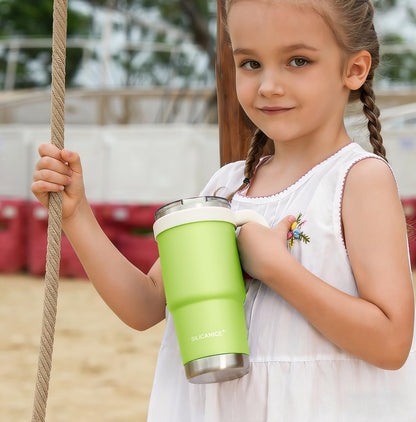 For Iced Coffee & Smoothies – Never Drink from a Moldy Lid Again: 20oz Hygienic Tumbler, 100% Leakproof Lid & Removable Foldable Spout. Reinforced Base, Fits Cup Holders - Cream