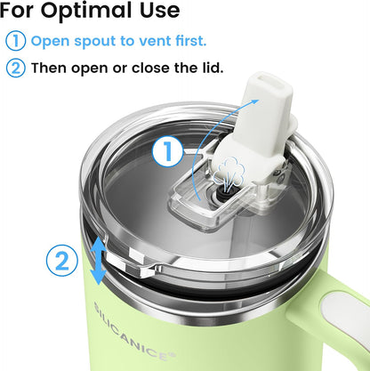 For Iced Coffee & Smoothies – Never Drink from a Moldy Lid Again: 20oz Hygienic Tumbler, 100% Leakproof Lid & Removable Foldable Spout. Reinforced Base, Fits Cup Holders - Cream