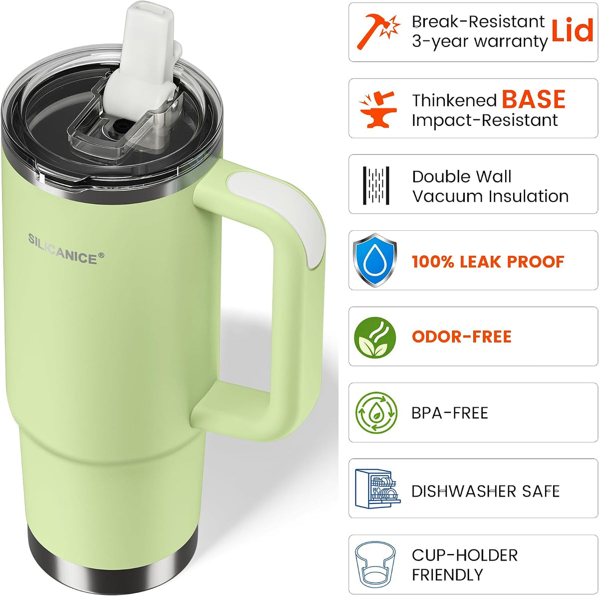 For Iced Coffee & Smoothies – Never Drink from a Moldy Lid Again: 20oz Hygienic Tumbler, 100% Leakproof Lid & Removable Foldable Spout. Reinforced Base, Fits Cup Holders - Cream