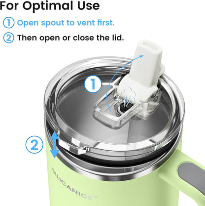 For Iced Coffee & Smoothies – Never Drink from a Moldy Lid Again: 20oz Hygienic Tumbler, 100% Leakproof Lid & Removable Foldable Spout. Reinforced Base, Fits Cup Holders - Cream