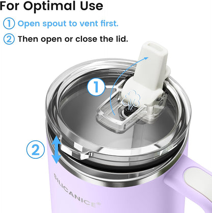 For Iced Coffee & Smoothies – Never Drink from a Moldy Lid Again: 20oz Hygienic Tumbler, 100% Leakproof Lid & Removable Foldable Spout. Reinforced Base, Fits Cup Holders - Cream