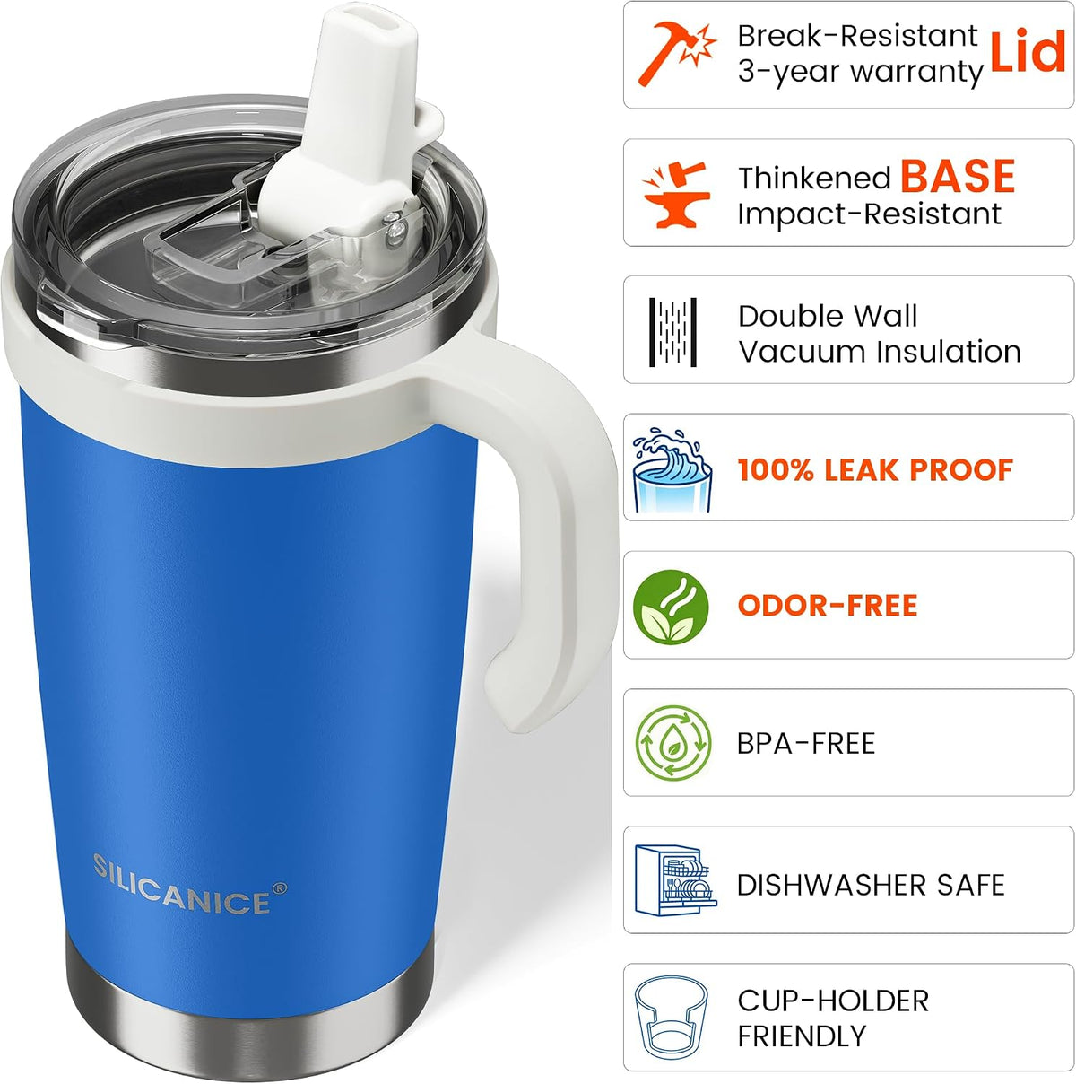 For Iced Coffee & Smoothies – Never Drink from a Moldy Lid Again: 20oz Hygienic Tumbler, 100% Leakproof Lid & Removable Foldable Spout. Reinforced Base, Fits Cup Holders - Cream