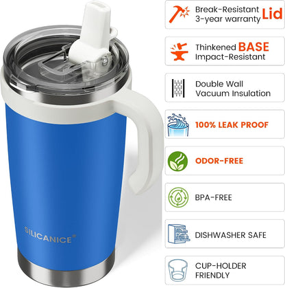 For Iced Coffee & Smoothies – Never Drink from a Moldy Lid Again: 20oz Hygienic Tumbler, 100% Leakproof Lid & Removable Foldable Spout. Reinforced Base, Fits Cup Holders - Cream