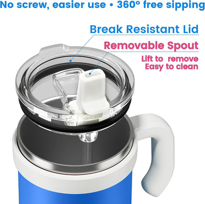 For Iced Coffee & Smoothies – Never Drink from a Moldy Lid Again: 20oz Hygienic Tumbler, 100% Leakproof Lid & Removable Foldable Spout. Reinforced Base, Fits Cup Holders - Cream