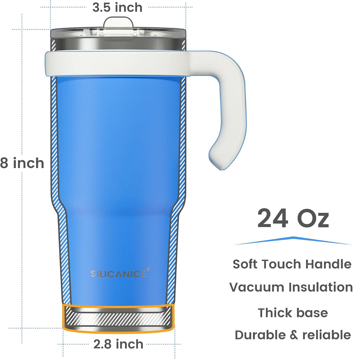For Iced Coffee & Smoothies – Never Drink from a Moldy Lid Again: 20oz Hygienic Tumbler, 100% Leakproof Lid & Removable Foldable Spout. Reinforced Base, Fits Cup Holders - Cream