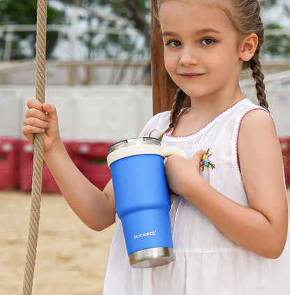 For Iced Coffee & Smoothies – Never Drink from a Moldy Lid Again: 20oz Hygienic Tumbler, 100% Leakproof Lid & Removable Foldable Spout. Reinforced Base, Fits Cup Holders - Cream