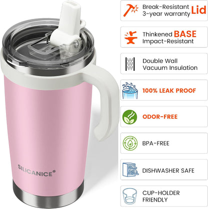 For Iced Coffee & Smoothies – Never Drink from a Moldy Lid Again: 20oz Hygienic Tumbler, 100% Leakproof Lid & Removable Foldable Spout. Reinforced Base, Fits Cup Holders - Cream